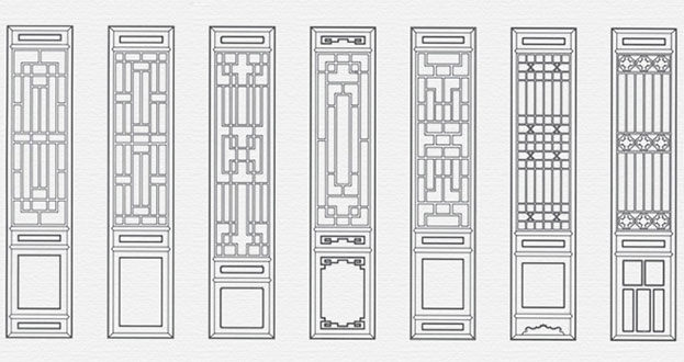 贵南常用中式仿古花窗图案隔断设计图